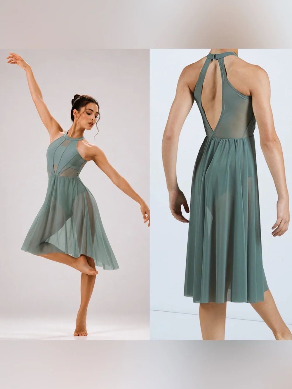 Balera Weissman Dance Costume High Neck Halter Dress
Maxi sage green D11656 LC